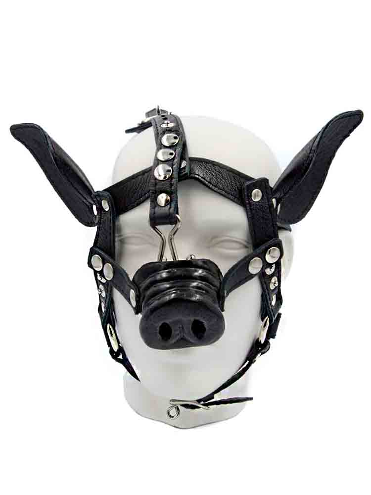 Mister B Leder Pig Kopfharness schwarz