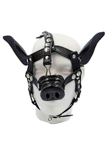 Mister B Leder Pig Kopfharness schwarz