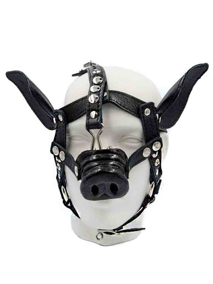 Mister B Leder Pig Kopfharness schwarz