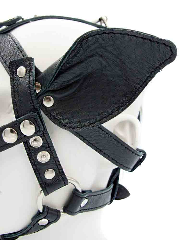 Mister B Leder Pig Kopfharness schwarz