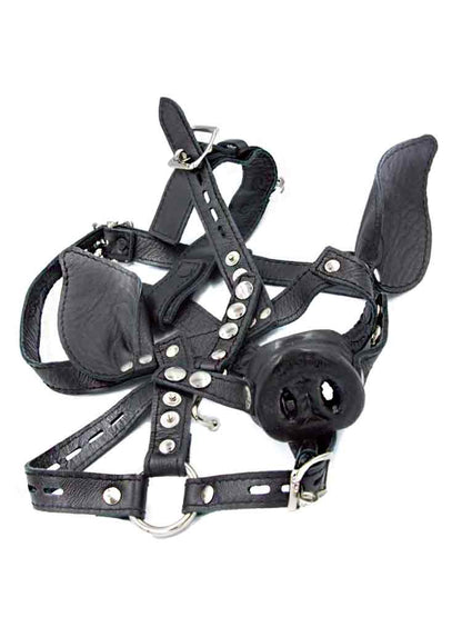 Mister B Leder Pig Kopfharness schwarz