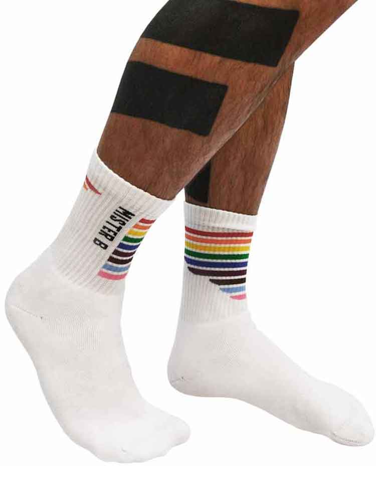 MISTER B Progressive Regenbogen Crew Socks weiss