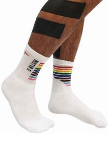 MISTER B Progressive Regenbogen Crew Socks weiss