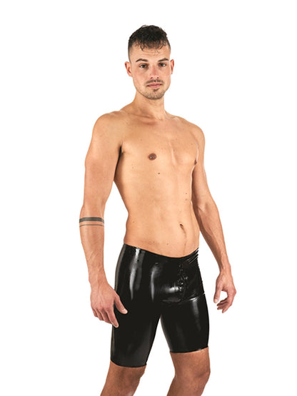 MISTER B Rubber Fucker Shorts schwarz mit schwarzen Streifen