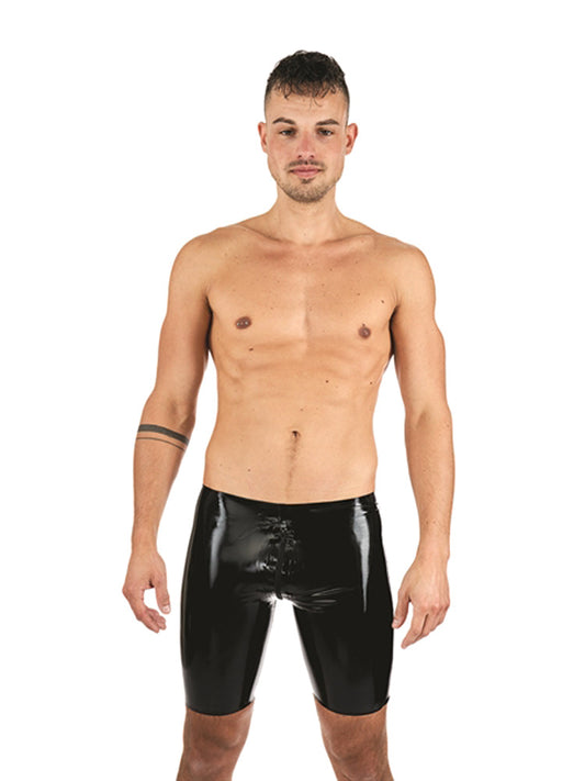 MISTER B Rubber Fucker Shorts schwarz mit schwarzen Streifen