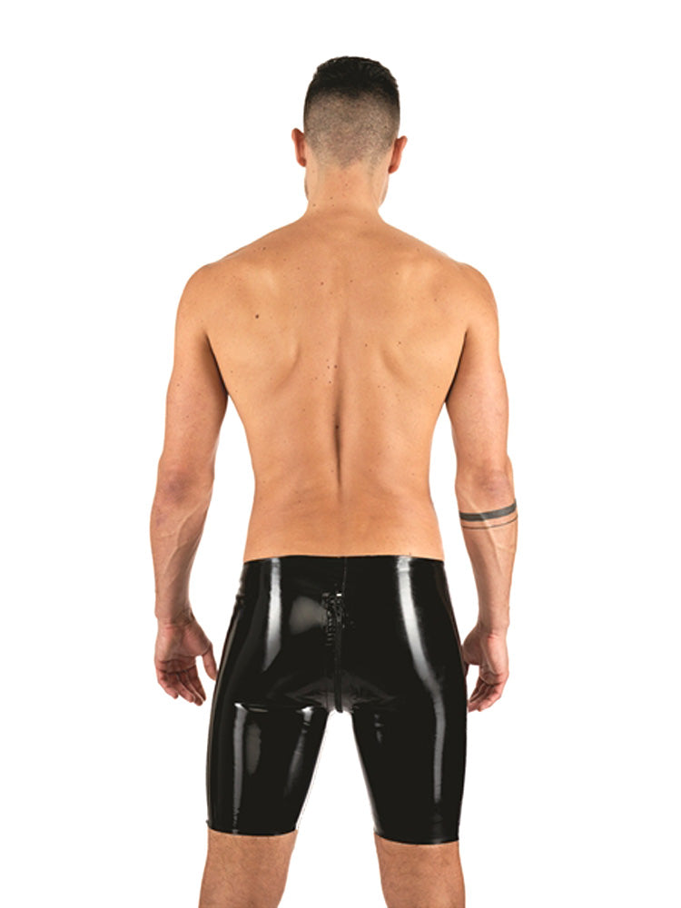 MISTER B Rubber Fucker Shorts schwarz mit schwarzen Streifen