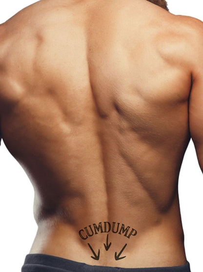 Mister B Temporary Tattoo CUMDUMP mit Pfeilen
