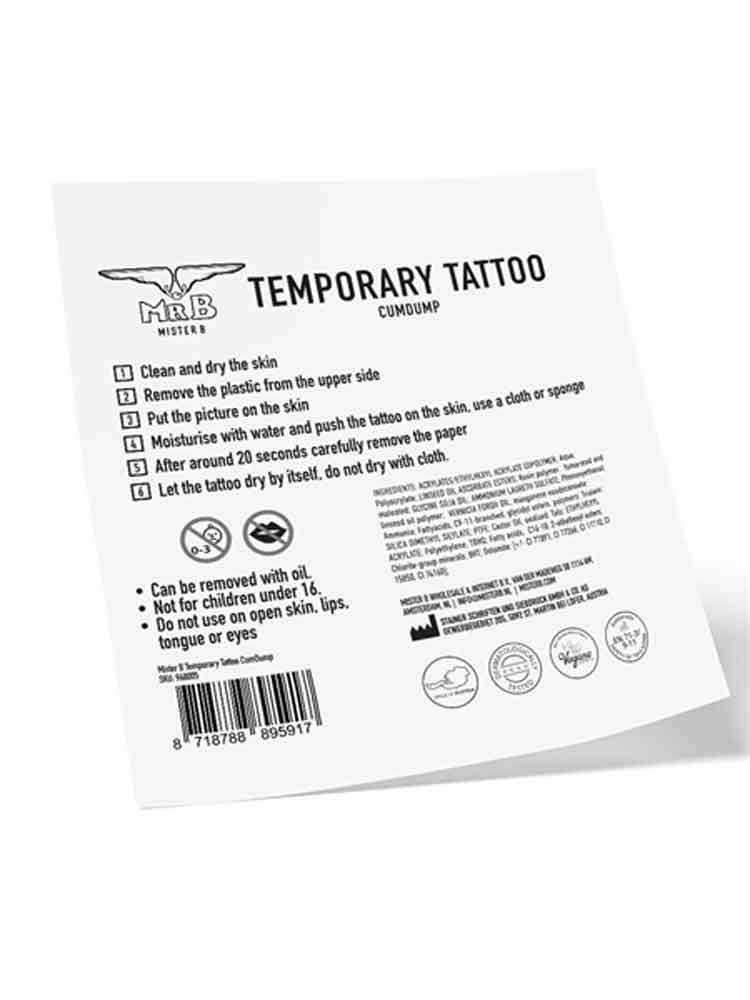 Mister B Temporary Tattoo CUMDUMP