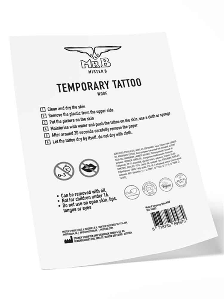 Mister B Temporary Tattoo WOOF