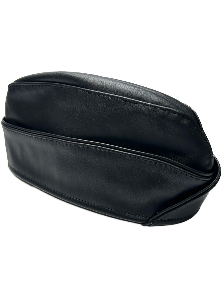 Mister S Leder Garrison-Mütze Leder mit schwarzer Paspel