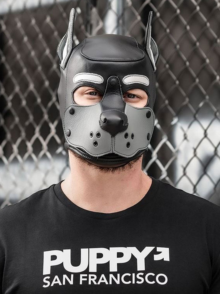 Mister S Leather K9 Puppy Hood schwarz-grau