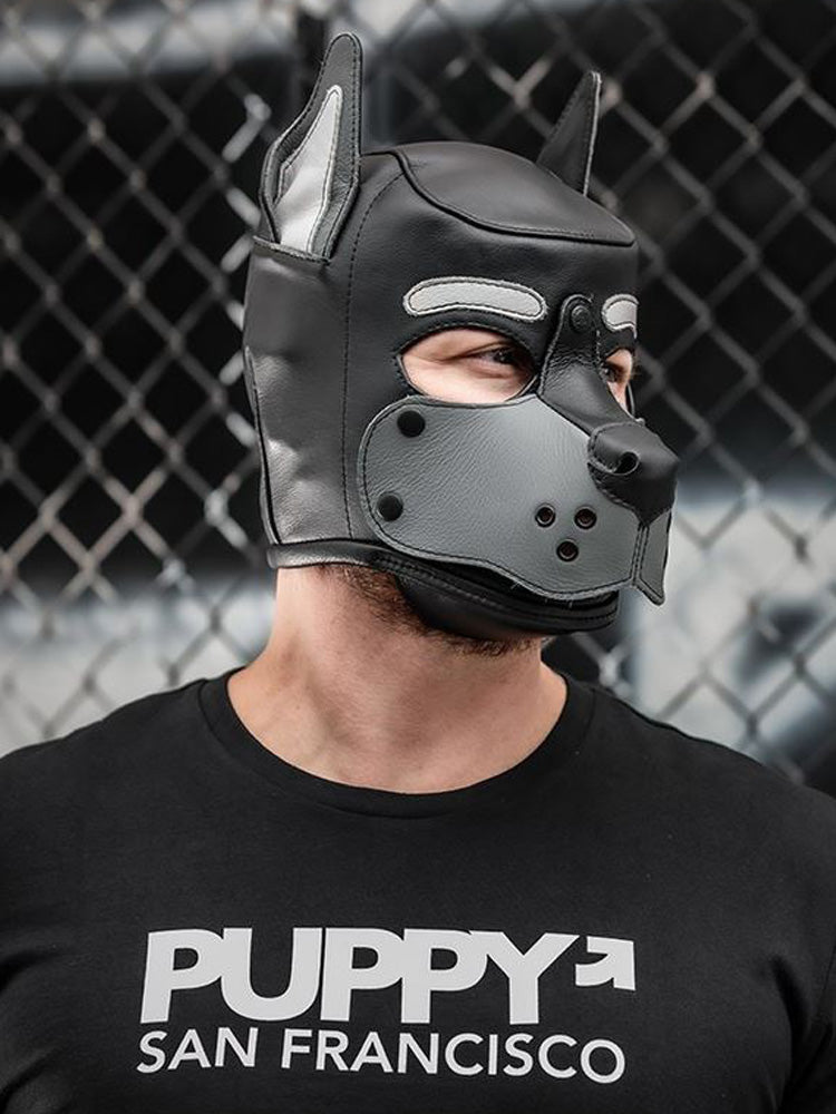 Mister S Leather K9 Puppy Hood schwarz-grau