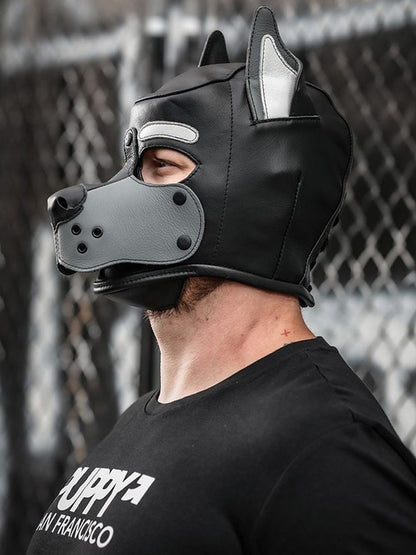 Mister S Leather K9 Puppy Hood schwarz-grau
