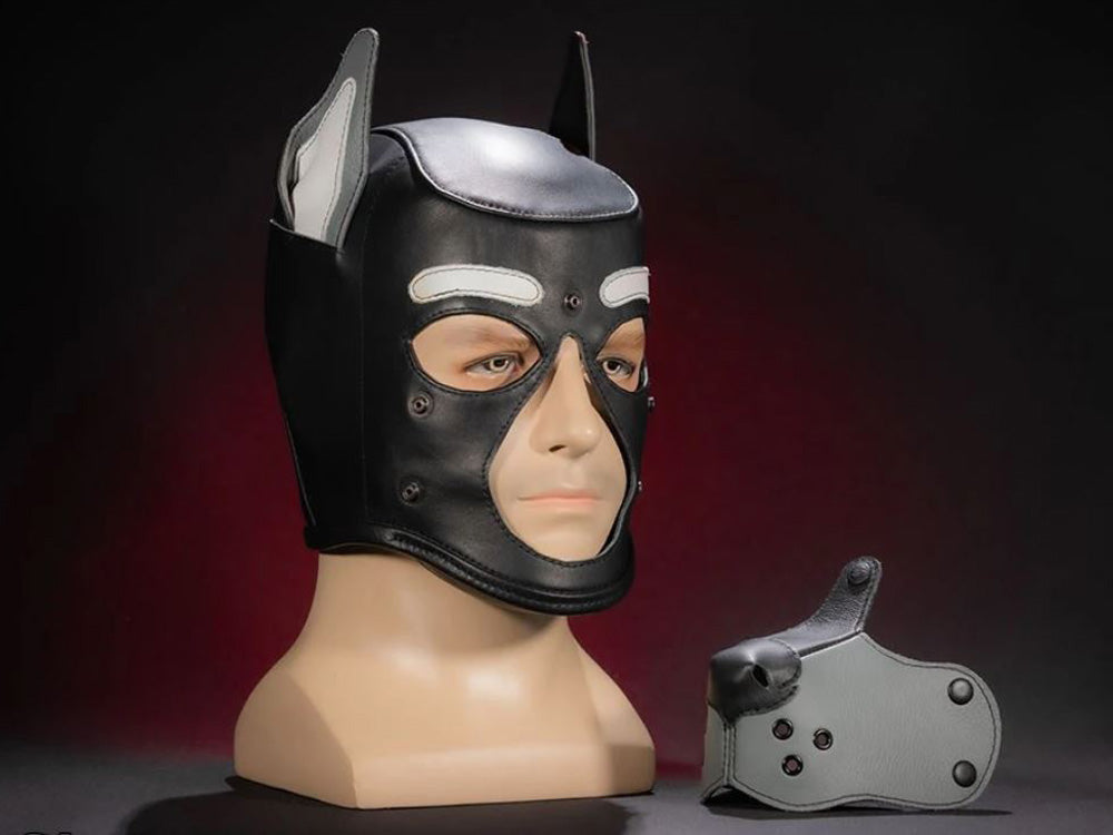 Mister S Leather K9 Puppy Hood schwarz-grau