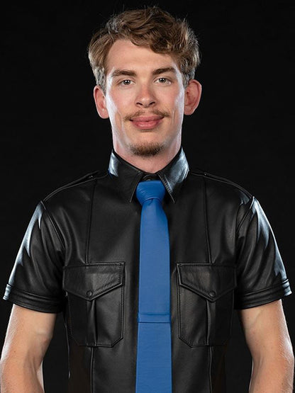 MISTER S Lederkrawatte blau
