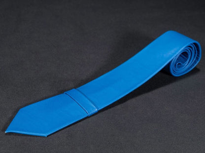 MISTER S Lederkrawatte blau