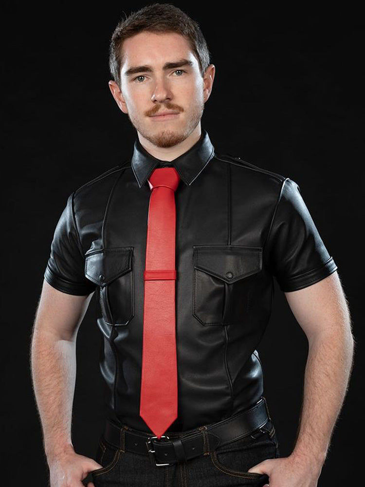 MISTER S Lederkrawatte rot