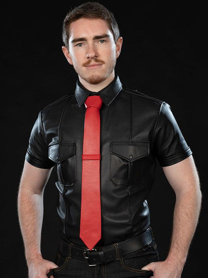 MISTER S Lederkrawatte rot