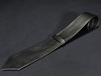 MISTER S Lederkrawatte schwarz