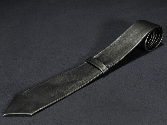 MISTER S Lederkrawatte schwarz