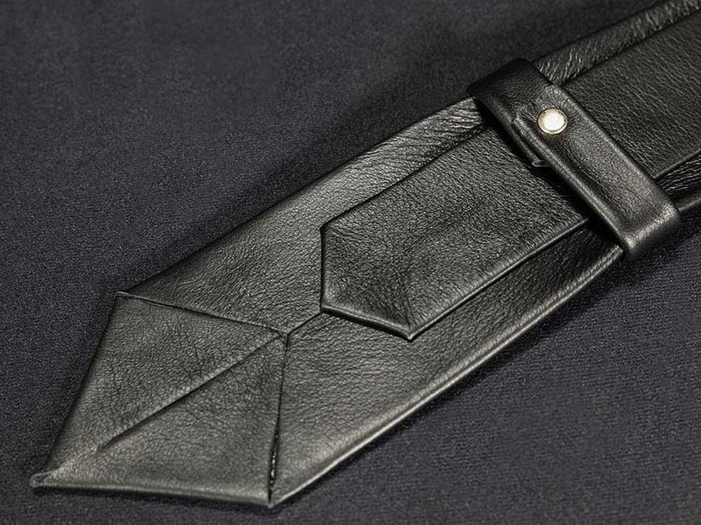 MISTER S Lederkrawatte schwarz