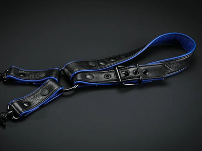 MISTER S Leather Leg Harness - schwarz-blau