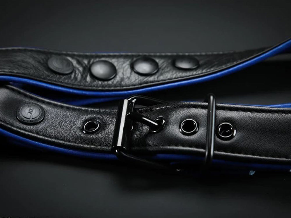 MISTER S Leather Leg Harness - schwarz-blau