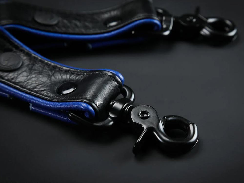 MISTER S Leather Leg Harness - schwarz-blau