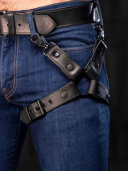MISTER S Leather Leg Harness - schwarz