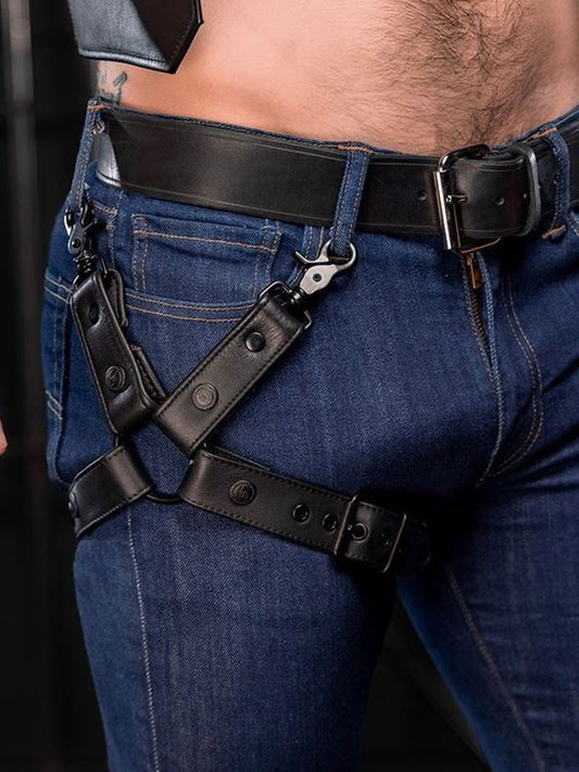MISTER S Leather Leg Harness - schwarz