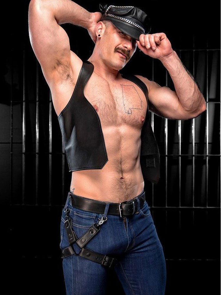 MISTER S Leather Leg Harness - schwarz