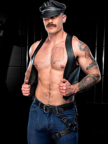 MISTER S Leather Leg Harness - schwarz