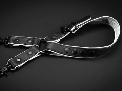 MISTER S Leather Leg Harness - schwarz-weiss