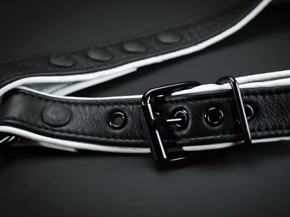 MISTER S Leather Leg Harness - schwarz-weiss