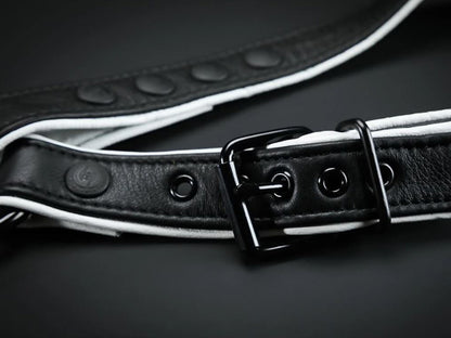 MISTER S Leather Leg Harness - schwarz-weiss