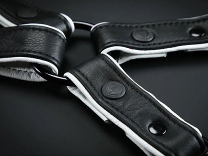MISTER S Leather Leg Harness - schwarz-weiss