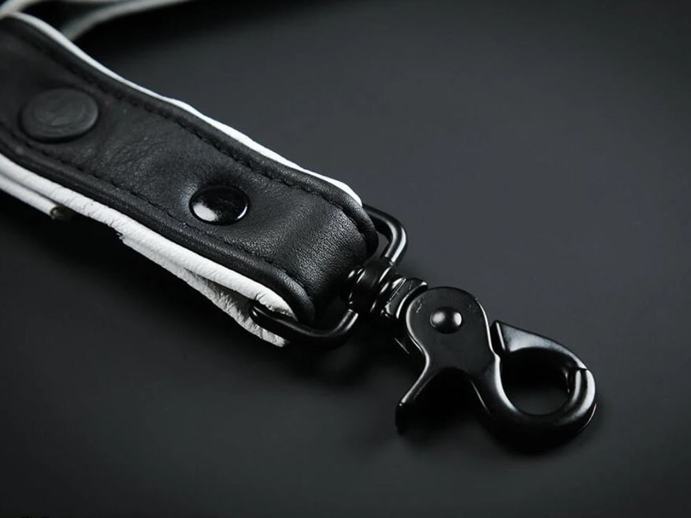 MISTER S Leather Leg Harness - schwarz-weiss