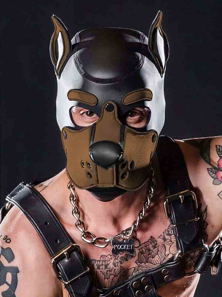 Mister S Neopren K9 Puppy-Maske - schwarz/braun