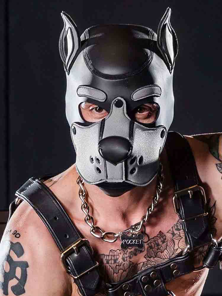 Mister S Neopren K9 Puppy-Maske - schwarz/grau