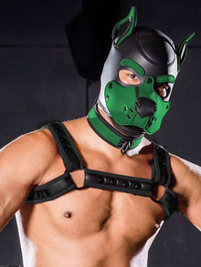Mister S Neopren K9 Puppy-Maske - schwarz/hunter grün