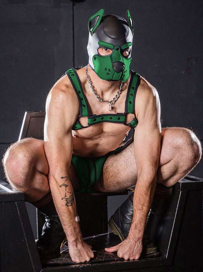 Mister S Neopren K9 Puppy-Maske - schwarz/hunter grün