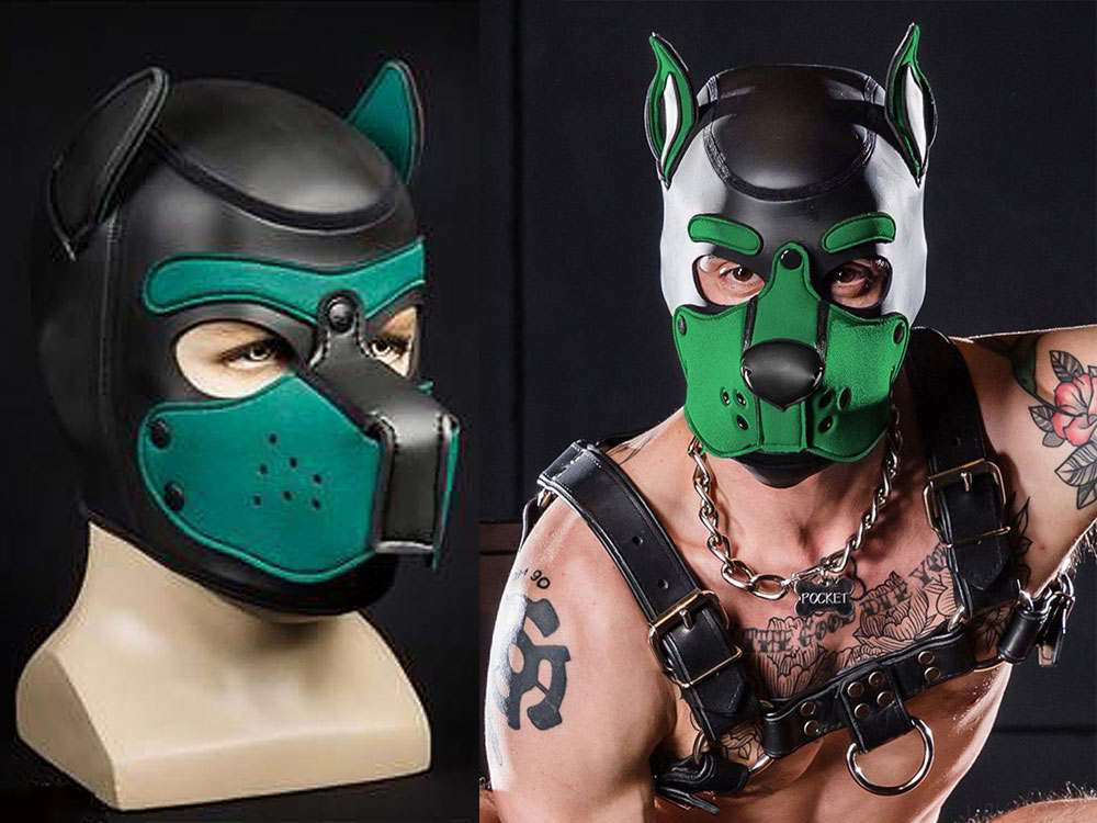 Mister S Neopren K9 Puppy-Maske - schwarz/hunter grün