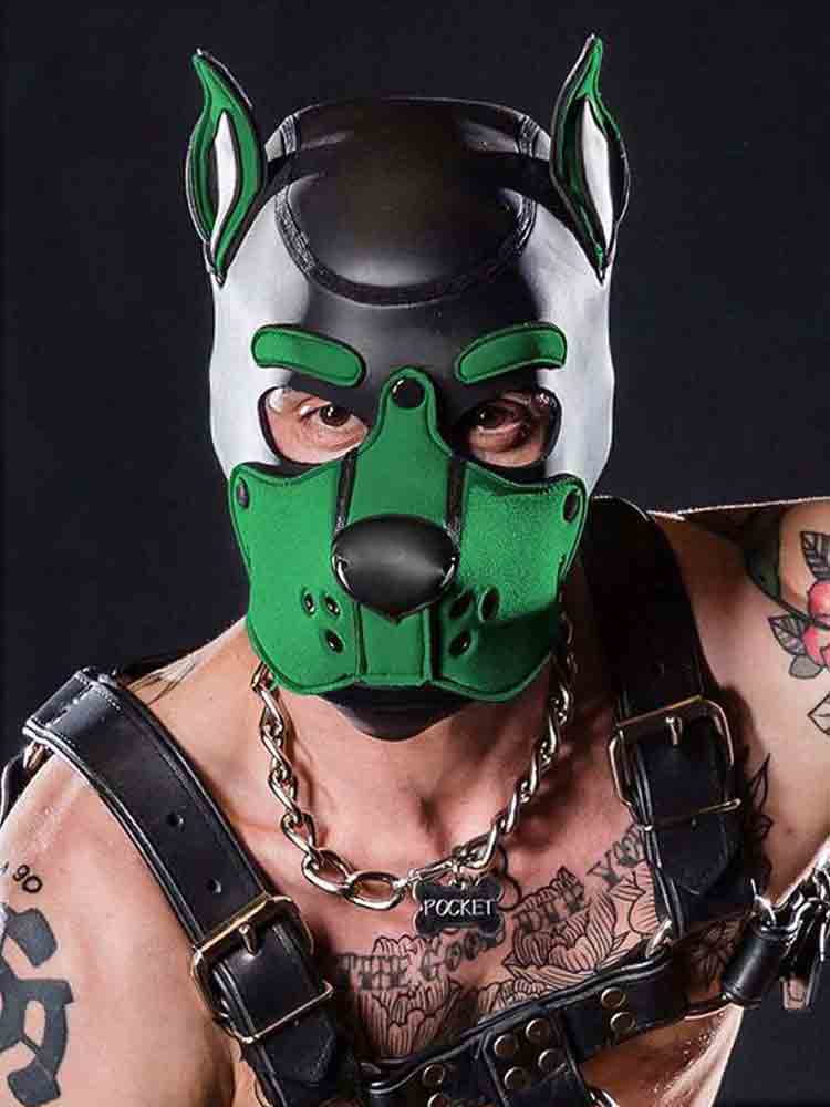 Mister S Neopren K9 Puppy-Maske - schwarz/hunter grün