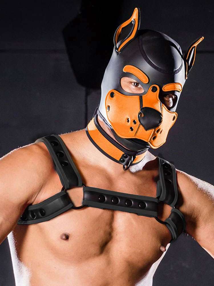 Mister S Neopren K9 Puppy-Maske - schwarz/orange