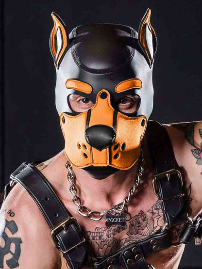 Mister S Neopren K9 Puppy-Maske - schwarz/orange