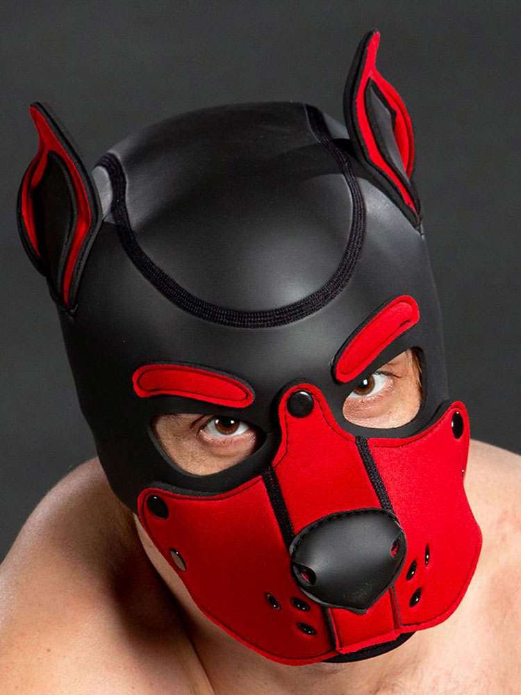 Mister S Neopren K9 Puppy-Maske - schwarz/rot