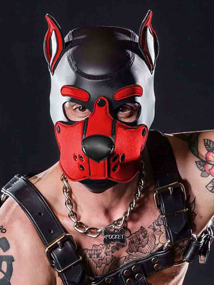 Mister S Neopren K9 Puppy-Maske - schwarz/rot