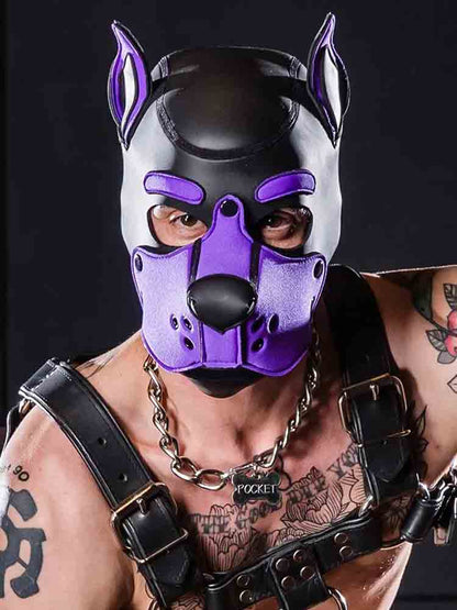 Mister S Neopren K9 Puppy-Maske - schwarz/purple