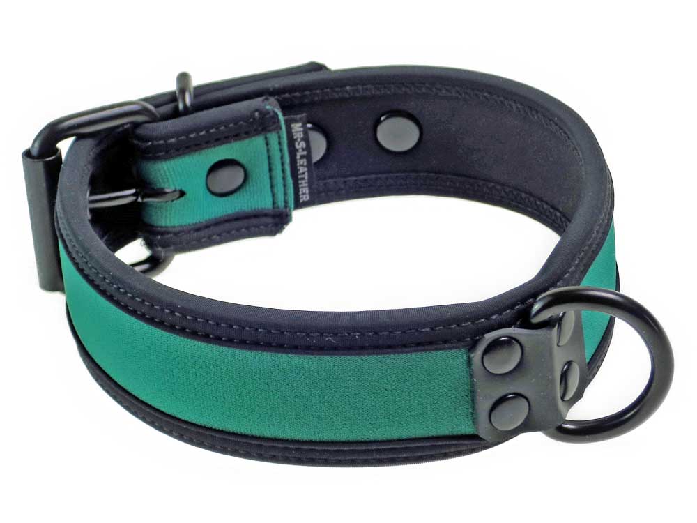Mister S Neopren Puppy Halsband - huntergreen/schwarz