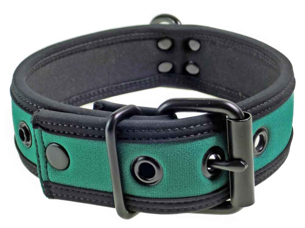 Mister S Neopren Puppy Halsband - huntergreen/schwarz